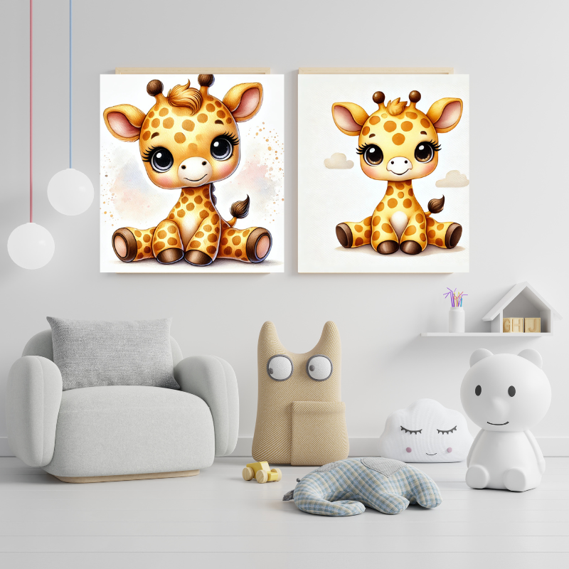 Snuggle Safari Twins: Adorable Animal Wall Art for Kids | Colette's Digital Hub