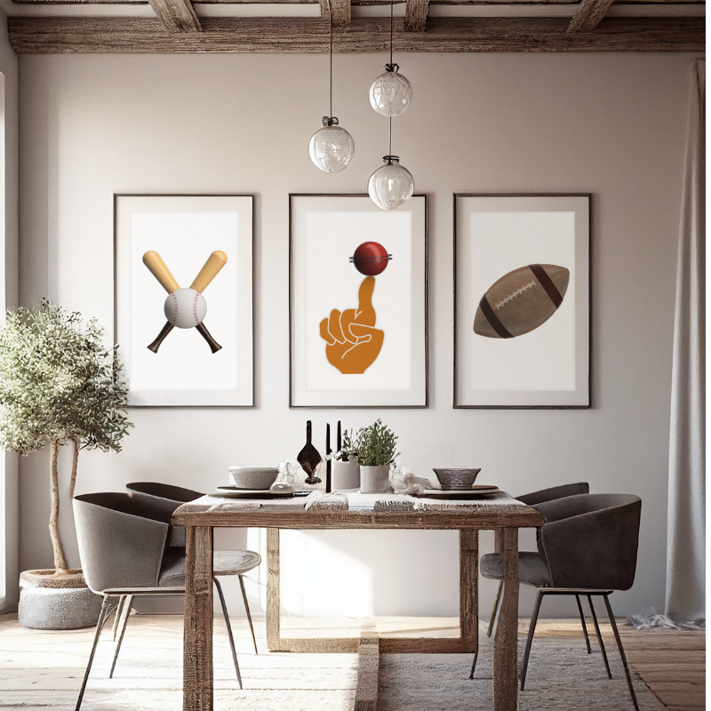 Sports Wall Art Bundle: Basketball, Football, and Baseball Prints | Colette's Digital Hub