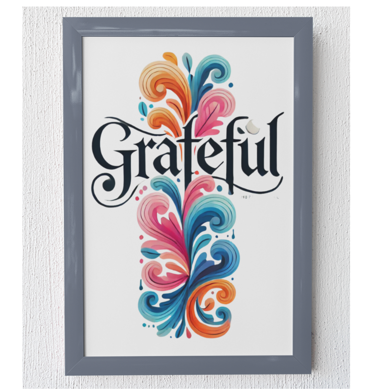 Vibrant "Grateful" Artwork – Inspirational Wall Art for Gratitude | Colette's Digital Hub