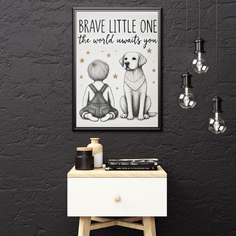 Brave Little One - Inspirational Nursery Wall Art Print